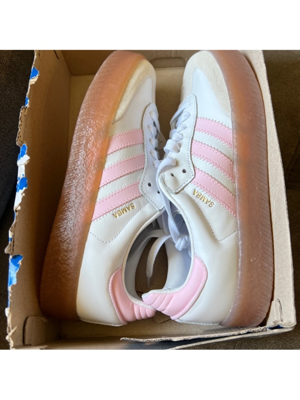 Adidas Platform Youth Sneakers - White & Pink Youth 6.5.